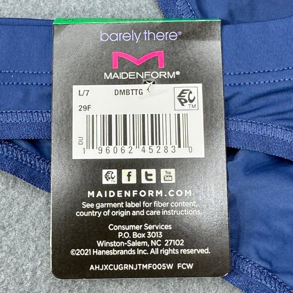 Maidenform Womens Size Large 7 Panty Thong Barely There Invisible Look Blue New - Picture 4 of 9